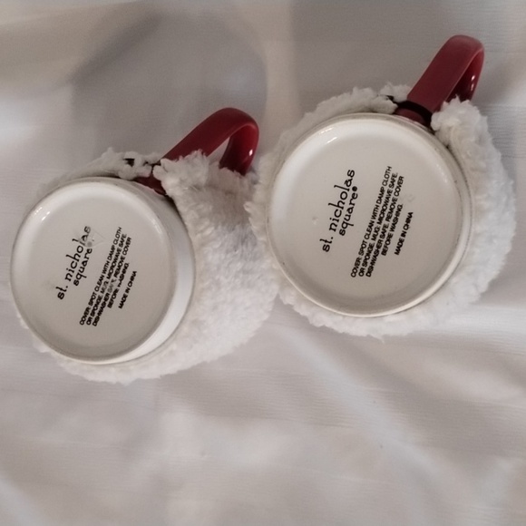 St. Nicholas Square Two Coffee Mugs With Soft Fuzzy Moose Wraps - Picture 2 of 9